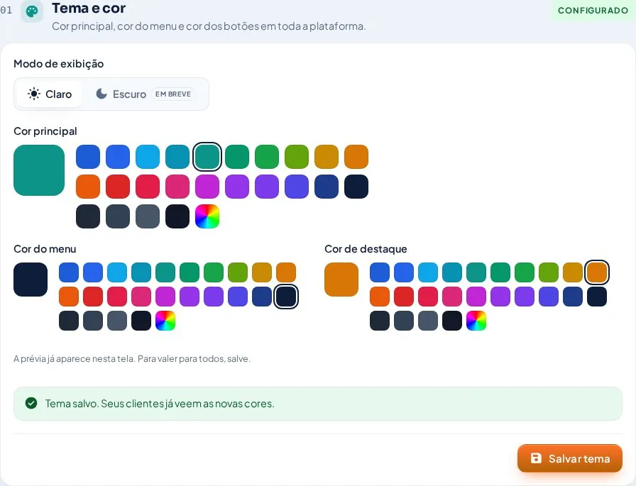 Escolha das cores da marca